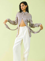 Hermes Purple Striped Button Down Top arcadeshops.com