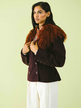 Roberto Cavalli Rust Mongolian Lamb Fur Collar Accessory arcadeshops.com