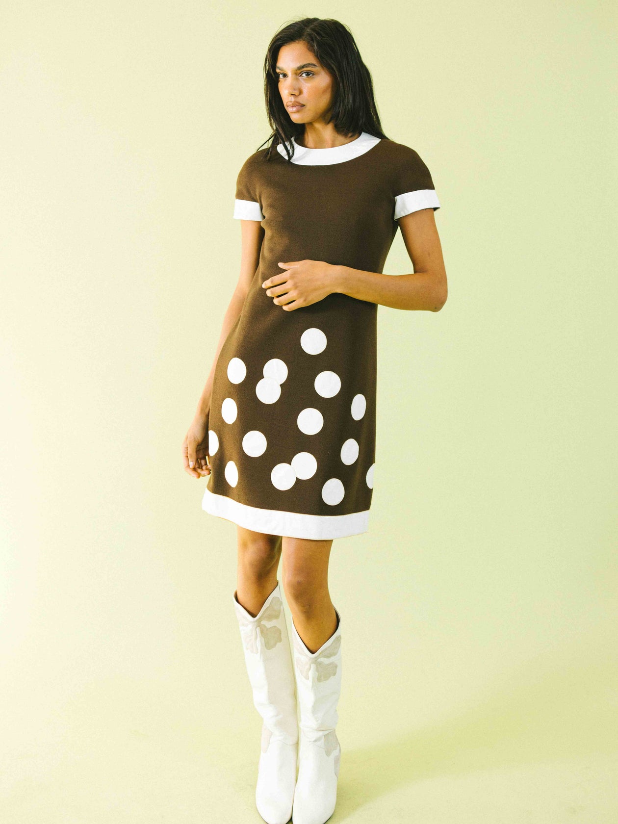 1960s Pierre Cardin Vinyl Dot Dress - Main Image