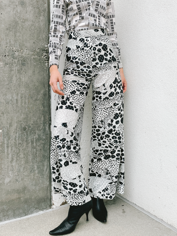 Cheetah Spotted Metalllic Palazzo Pant Bottom arcadeshops.com