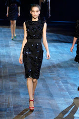 2004 Lanvin Jeweled Wool Shift Dress