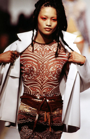 Débardeur Maille Tribal Jean Paul Gaultier 1996 - Rouge - Taille S - Occasion Très Bon état