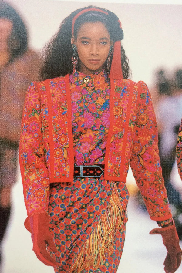 1990 Yves Saint Laurent Rainbow Fringed Mosaic Skirt Bottom arcadeshops.com