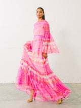Malcolm Starr Watercolor Chiffon Maxi Dress Dress arcadeshops.com
