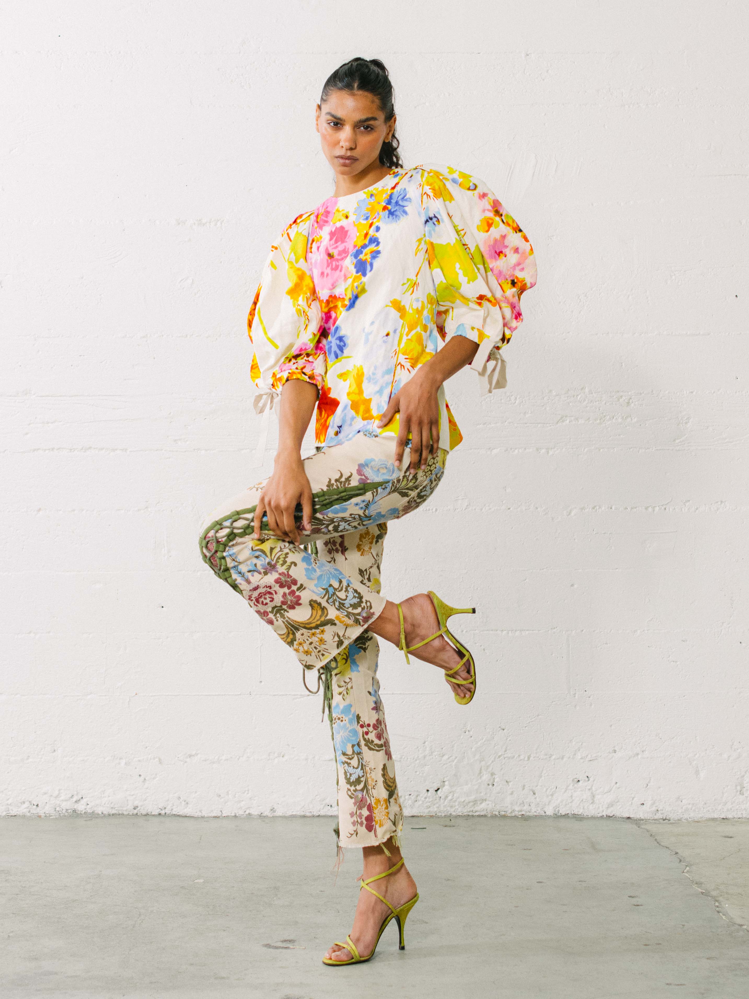 【税込?送料無料】 Dries 2020 Van Top Sleeve Puff Floral Lacroix Christian X Noten 靴