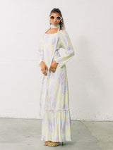 Mary McFadden Printed Dimensional Pleated Maxi Dress Dress arcadeshops.com