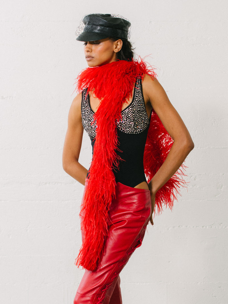 Red Ostrich Feather Boa