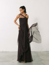 2000s Christian Dior Chocolate Chiffon Gown Dress arcadeshops.com