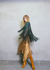 Studded Leather Fringe Capelet Jacket arcadeshops.com