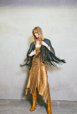 Studded Leather Fringe Capelet Jacket arcadeshops.com