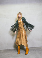 Studded Leather Fringe Capelet Jacket arcadeshops.com