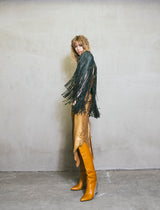 Studded Leather Fringe Capelet Jacket arcadeshops.com