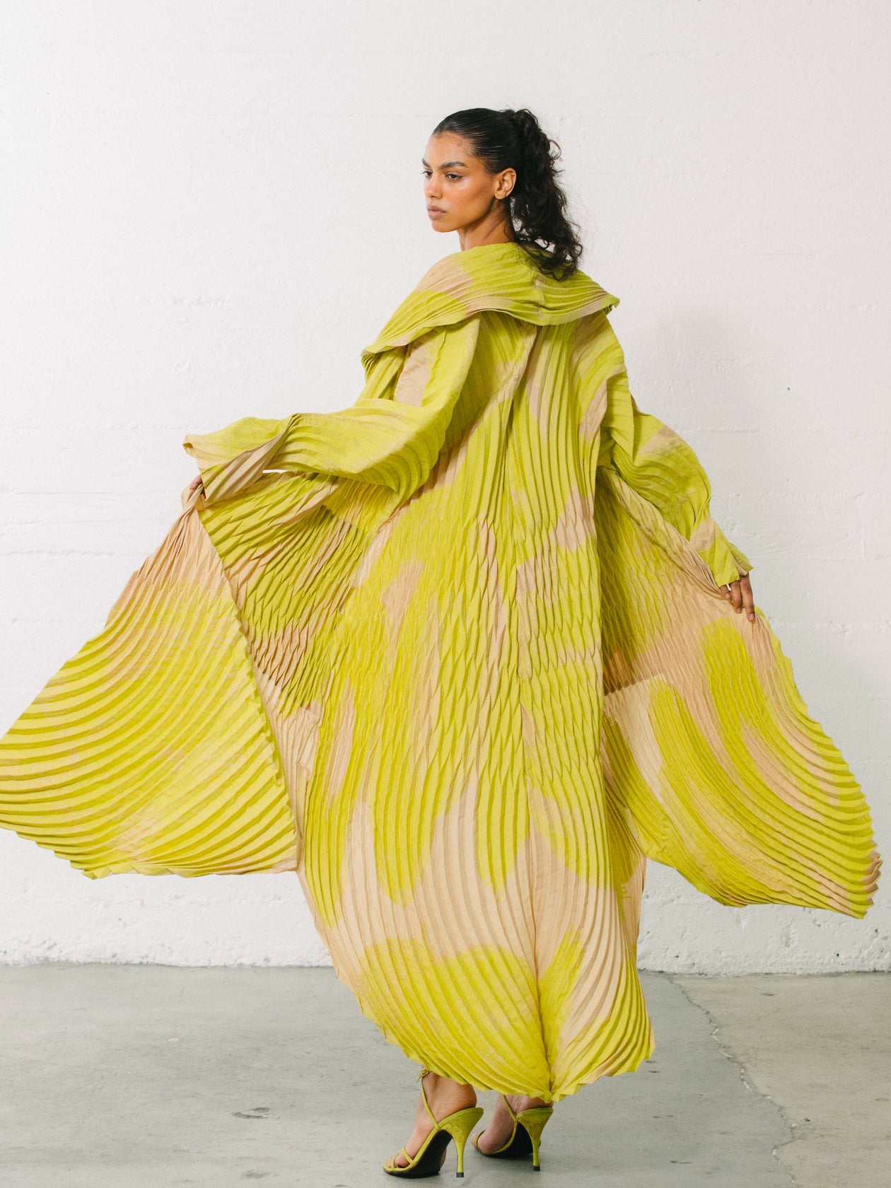 Issey Miyake Sculptural Pleated Two Tone Duster 