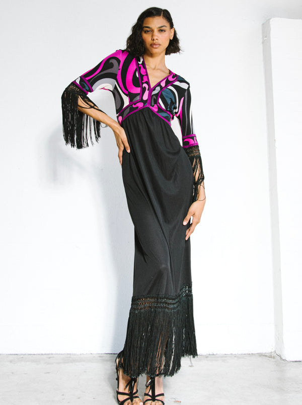Emilio Pucci Fringe Trimmed Printed Jersey Dress Dress arcadeshops.com