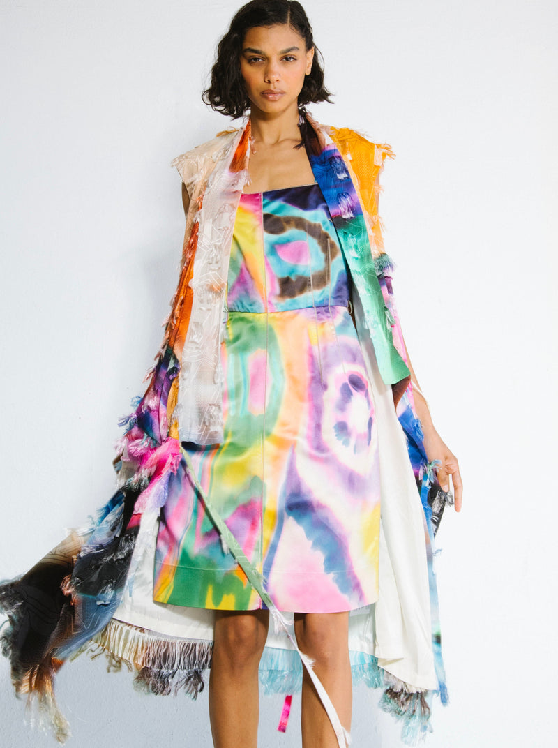 Dries Van Noten Watercolor Fringed Wrap Dress Dress arcadeshops.com