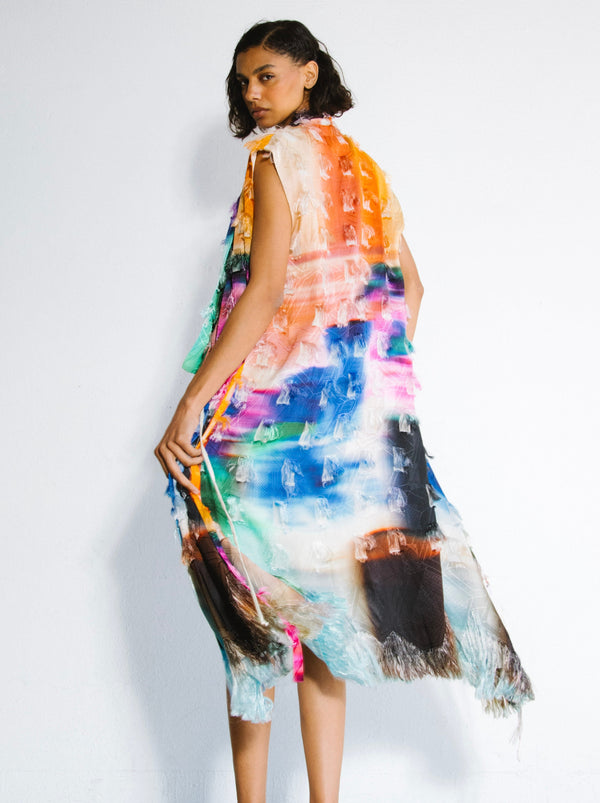 Dries Van Noten Watercolor Fringed Wrap Dress Dress arcadeshops.com