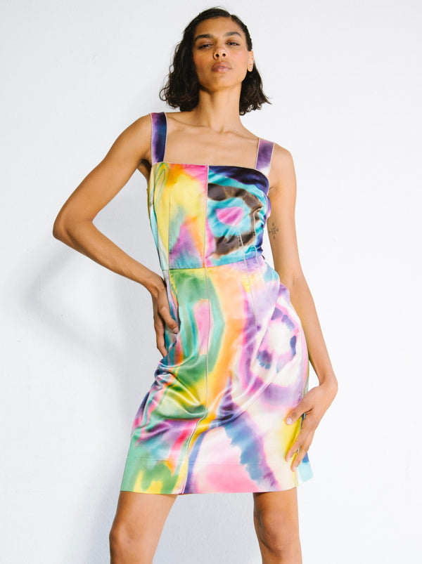 2008 Dolce And Gabbana Neon Tie Dye Satin Dress Dress arcadeshops.com