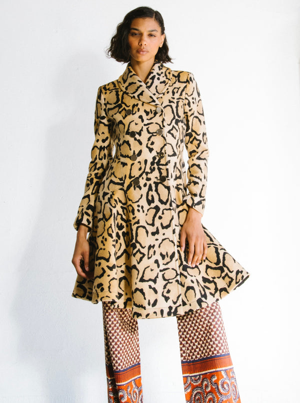 2014 Gucci Felted Leopard Print Peacoat Outerwear arcadeshops.com
