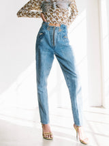 1980s High Waisted Studded Denim Bottom arcadeshops.com