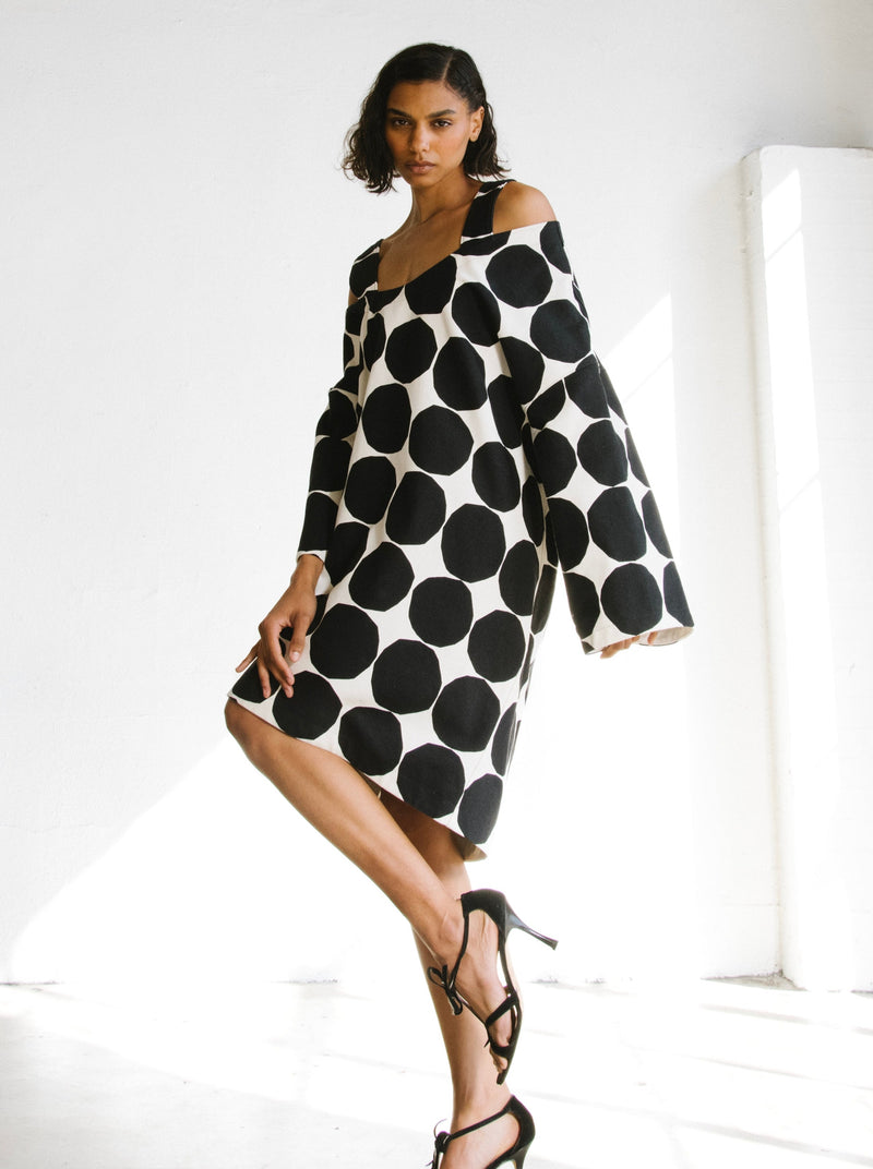 2018 Junya Watanabe Marimekko Asymmetrical Dot Print Dress Dress arcadeshops.com