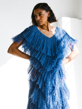 Cobalt Yarn Fringe Dress Dress arcadeshops.com