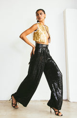 Black Sequin Palazzo Pants Bottom arcadeshops.com