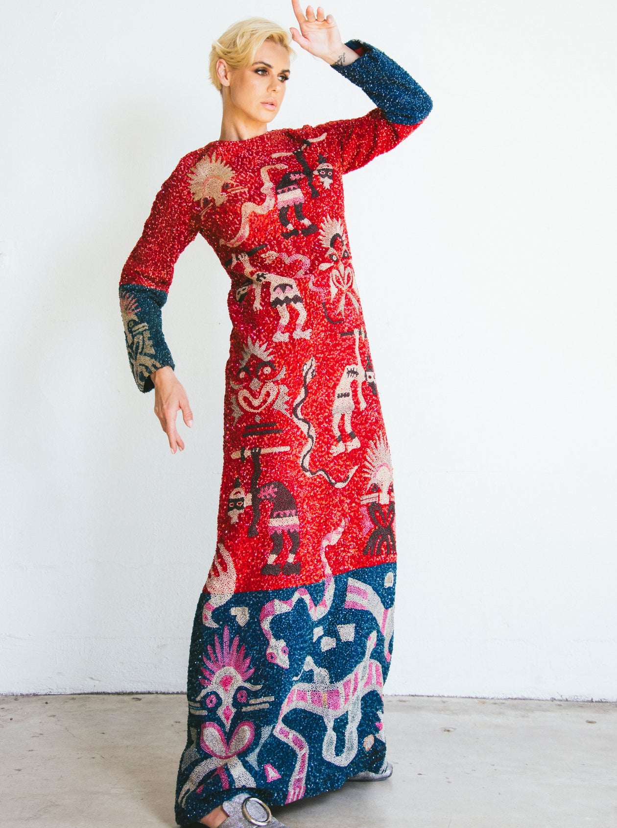 1960s Italian Custom Beaded Maxi Dress