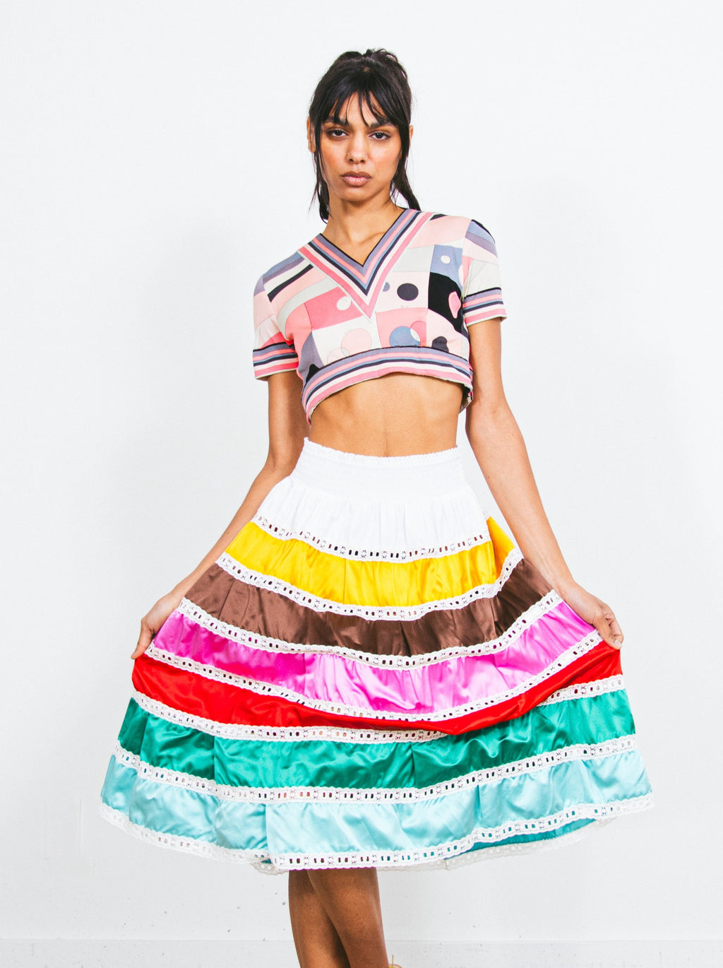スカート PRADA Nylon midi skirt Multicolor P123JSOOO15AE Sapphire Blue Printed nylonette midi-skirt | PRADA