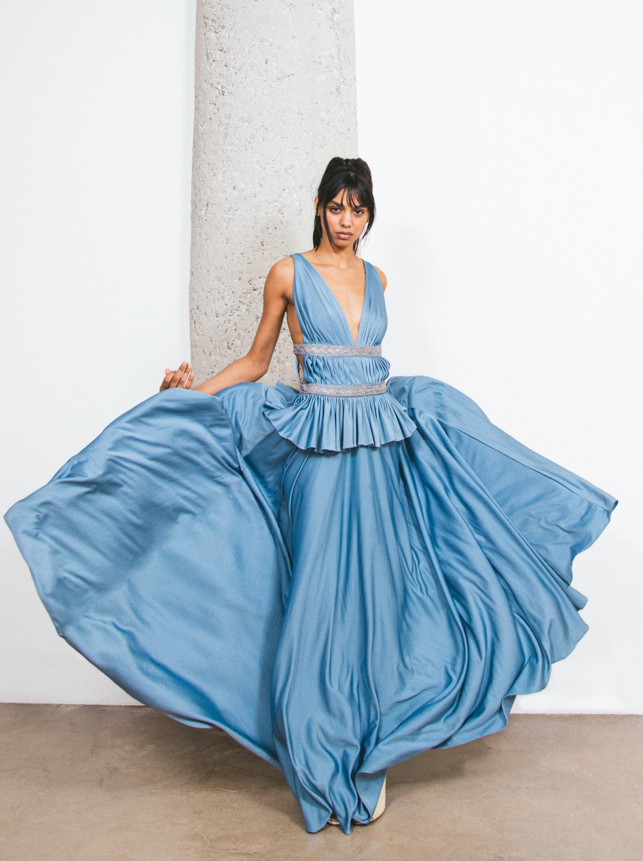 1970s Jean Varon Grecian Style Jersey Gown