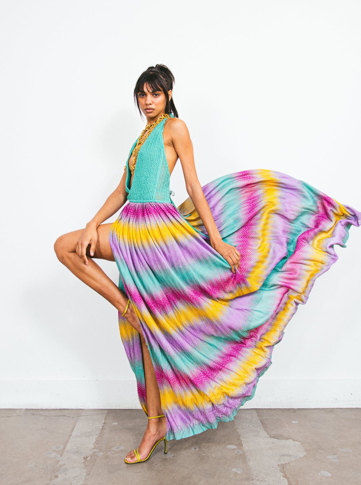 1970s Missoni Ombre Halter Gown