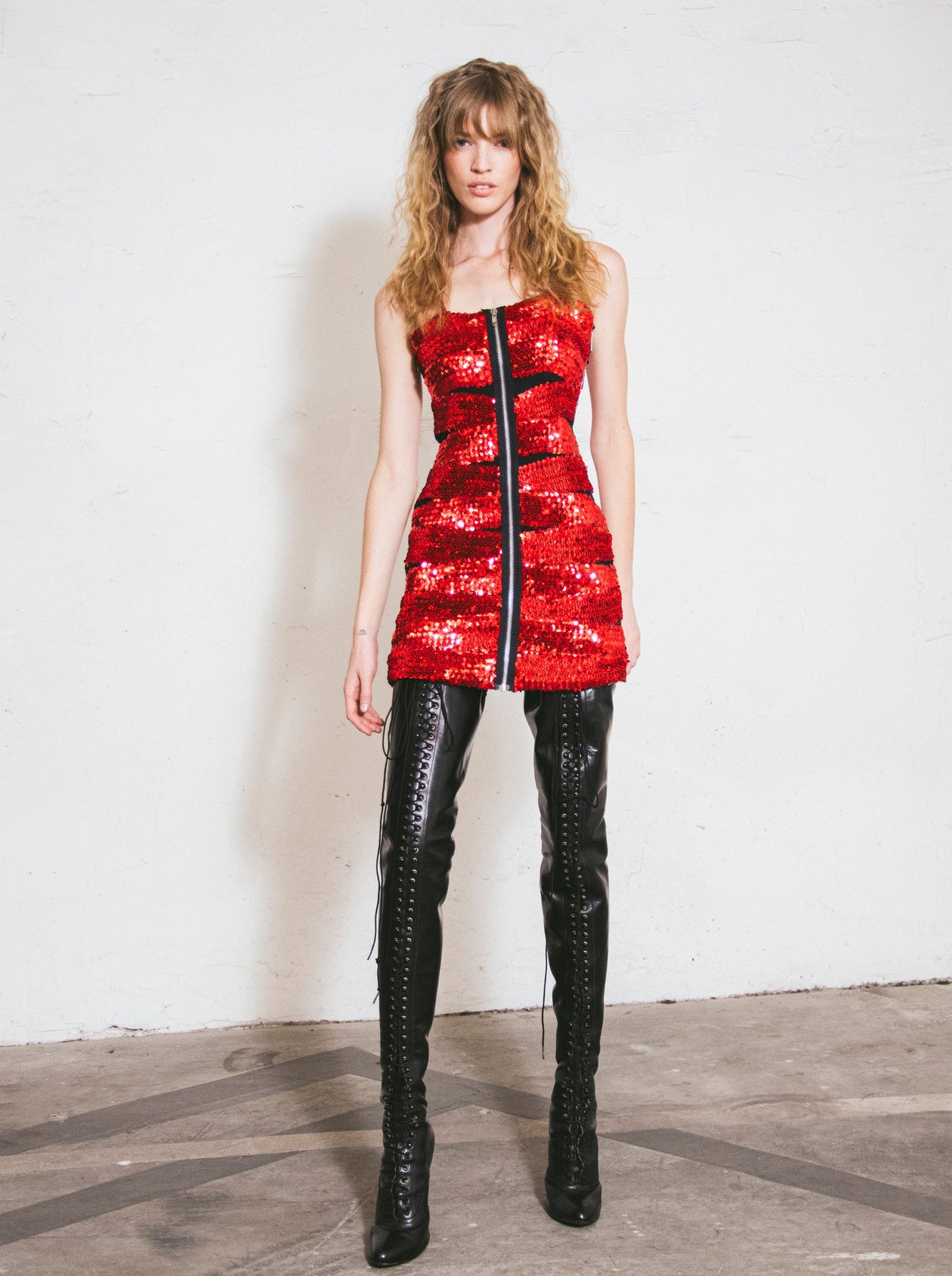 knee length dresses for ladies Helen Storey Sequin Zipper Mini Dress