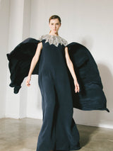Oscar de la Renta Crystal Accented Caped Gown