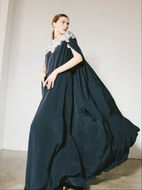 Oscar de la Renta Crystal Accented Caped Gown