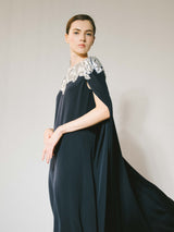 Oscar de la Renta Crystal Accented Caped Gown