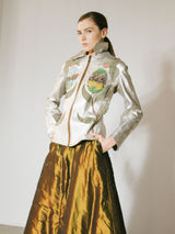 East West Musical Instruments Hand Painted Silver 'Janti' Leather Jacket