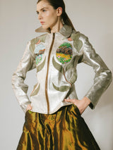 East West Musical Instruments Hand Painted Silver 'Janti' Leather Jacket