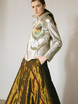 East West Musical Instruments Hand Painted Silver 'Janti' Leather Jacket