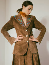Nudies Rodeo Tailors Embroidered Suede Skirt Suit