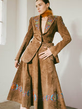 Nudies Rodeo Tailors Embroidered Suede Skirt Suit