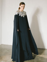Oscar de la Renta Crystal Accented Caped Gown