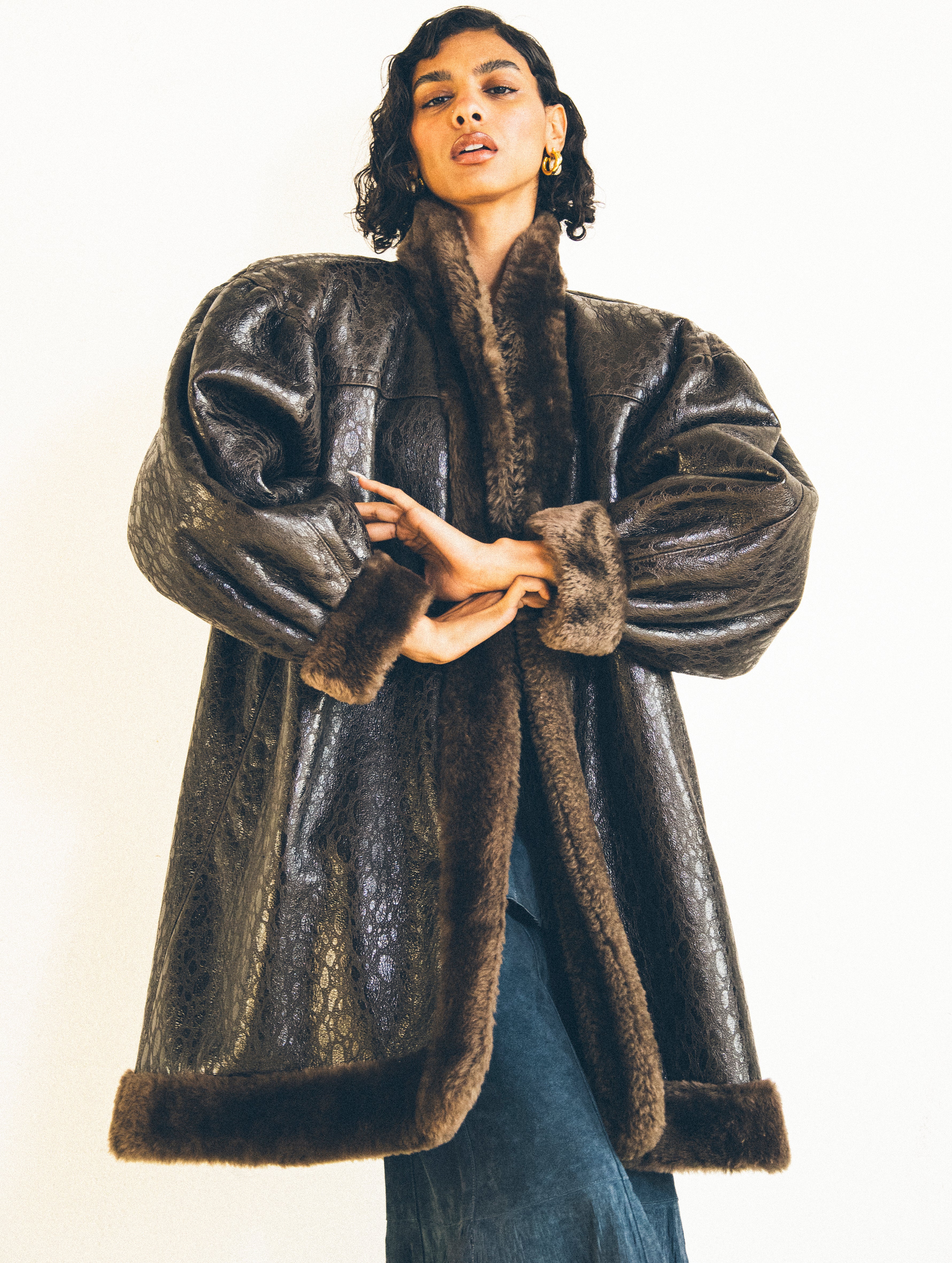 Yves Saint Laurent Textured Shearling Coat
