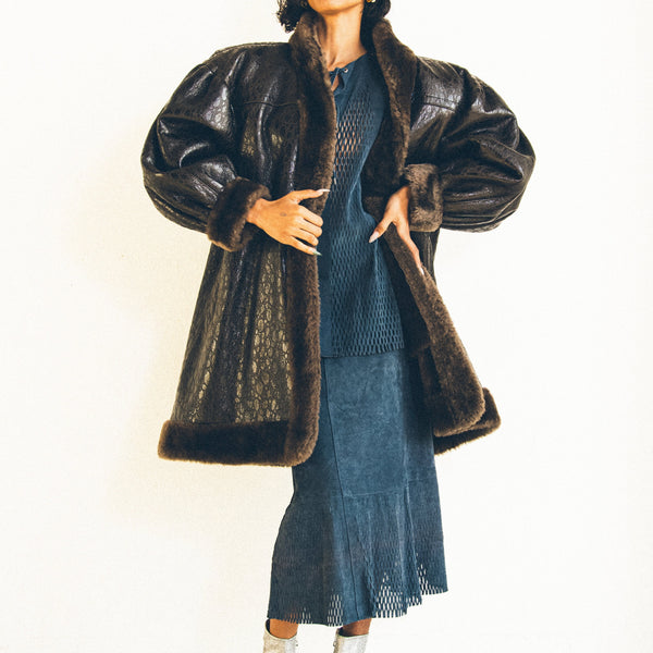 【関税&送料込】Saint Laurent Vintage Leather And Shearling biker jacket in vintage leather and shearling | Saint