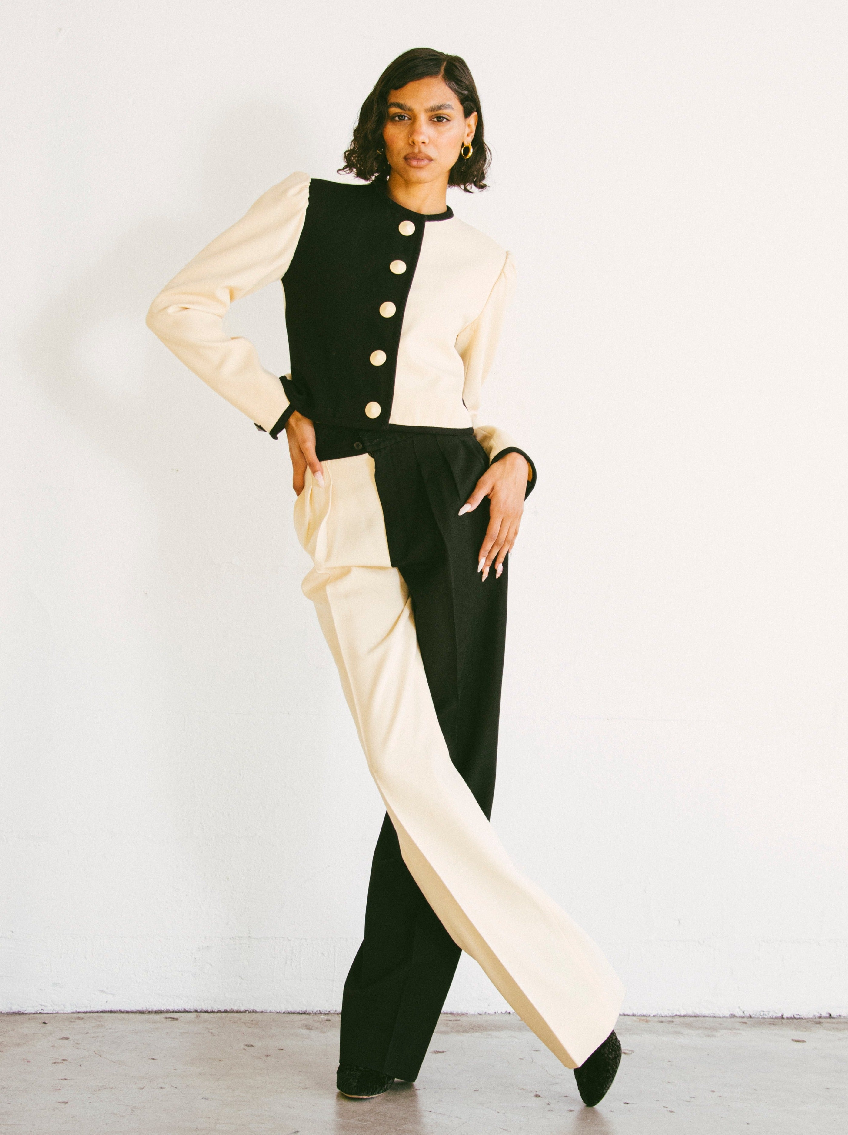 Colorblock Suits 1980 Yves Saint Laurent Colorblock Pant Suit