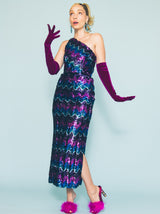 Lilli Diamond Sequin One Shoulder Gown Dress arcadeshops.com