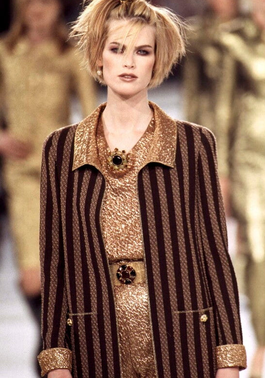 1996 Chanel Metallic Gold Pant Suit