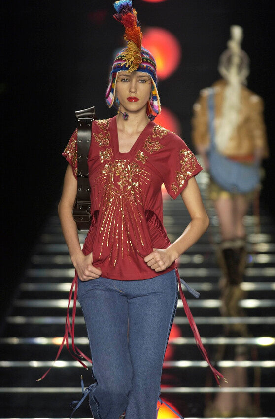 2002 Christian Dior Bead Embellished Flare Jeans Bottom arcadeshops.com