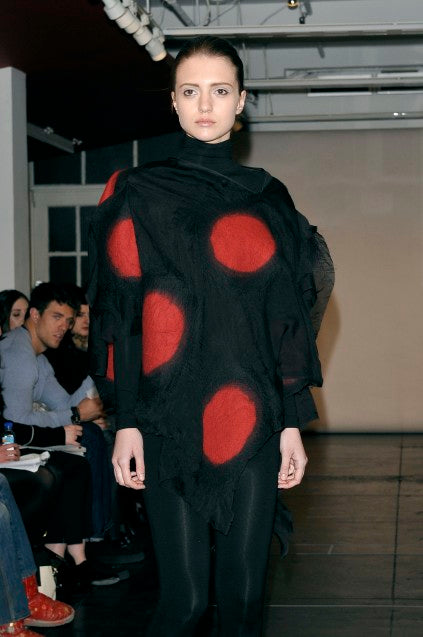 2009 Yeohlee Graphic Wool And Chiffon Poncho Outerwear arcadeshops.com