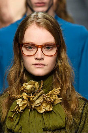 2015 Gucci Net Overlay Green Silk Top