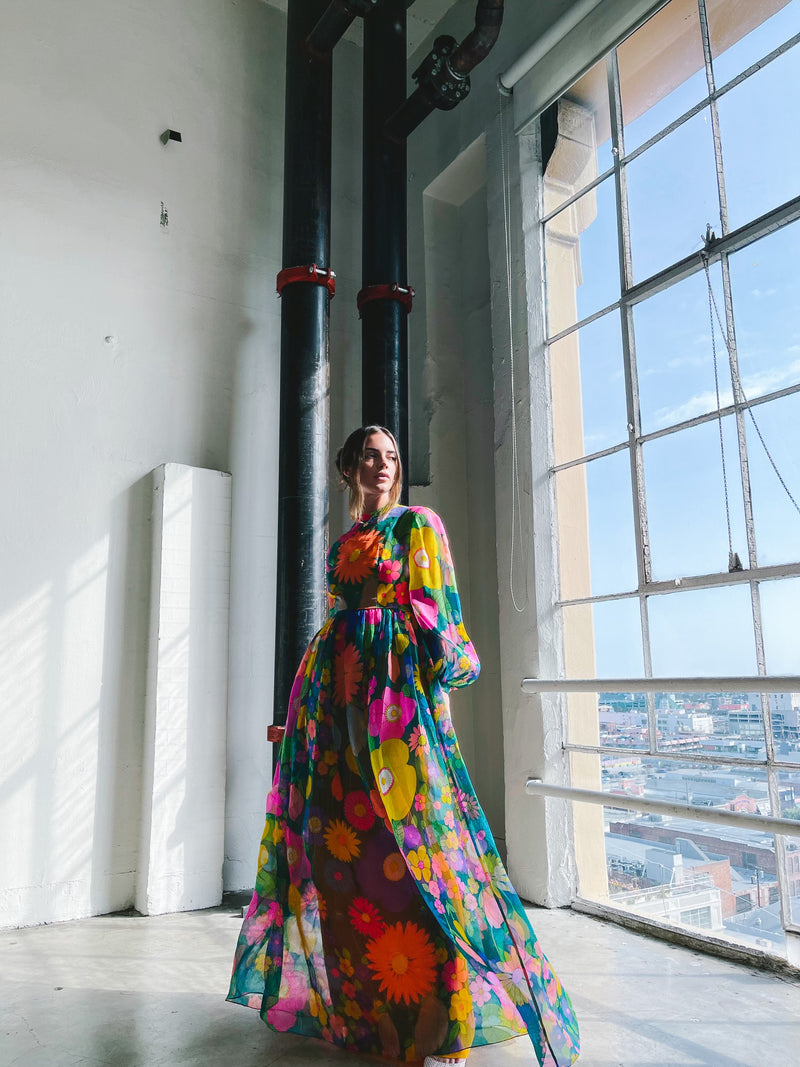 rainbow organza dress Wilson Folmar Rainbow Floral Organza Gown