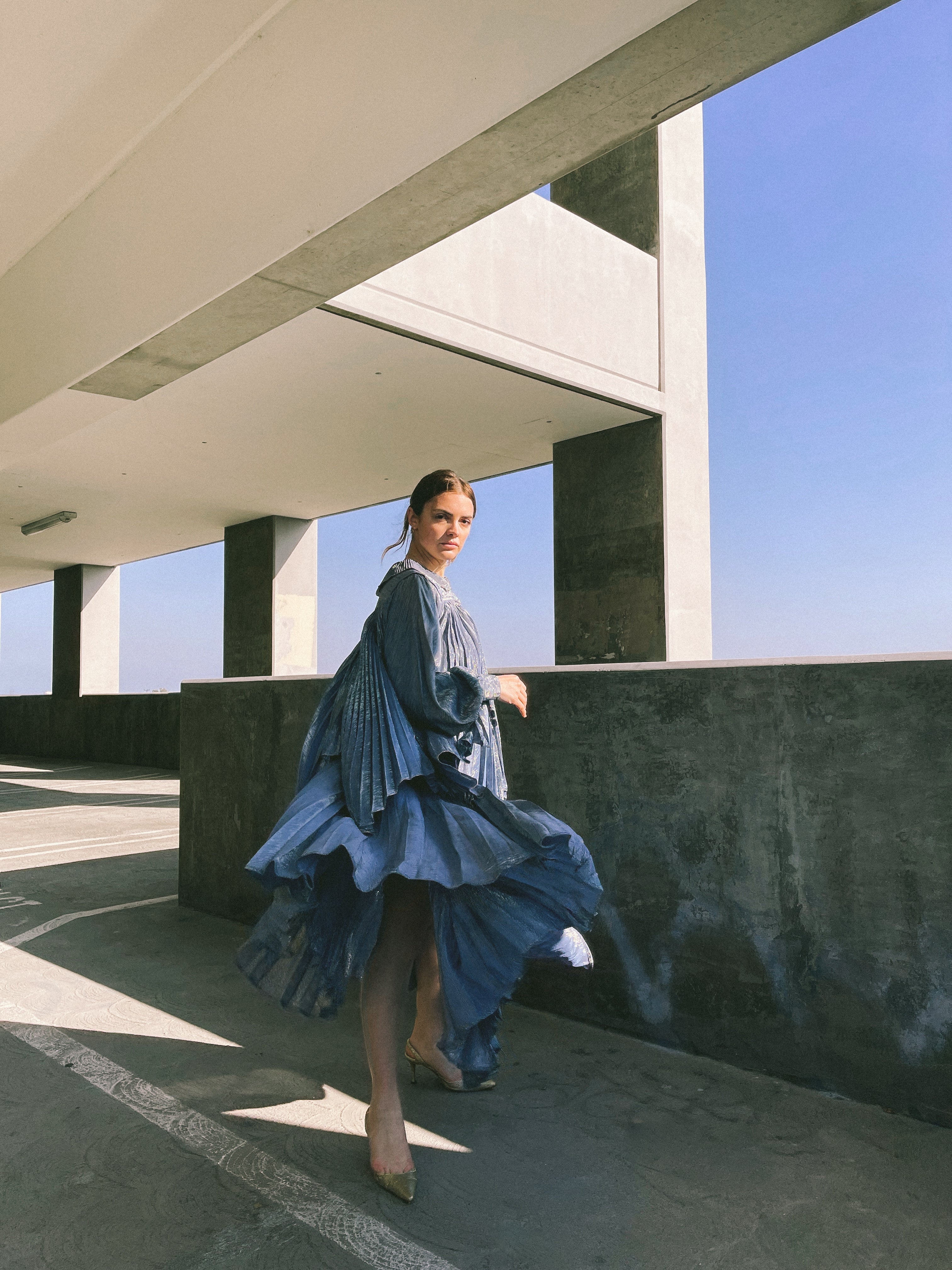 現行販売中 定価13万 MYLAN Frilled Skirt Sea Blue Short Silk Skirt with Ruffles in Azure Blue – silk&jam